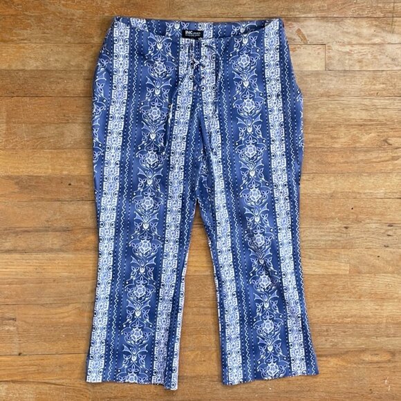 Vintage Floral Capris Size Small 28" Waist 1990s Stretch Cotton Cropped Pants - Picture 1 of 4